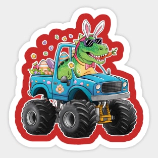 Happy Easter Monster Truck - funny dinsoaur trucker Sticker
